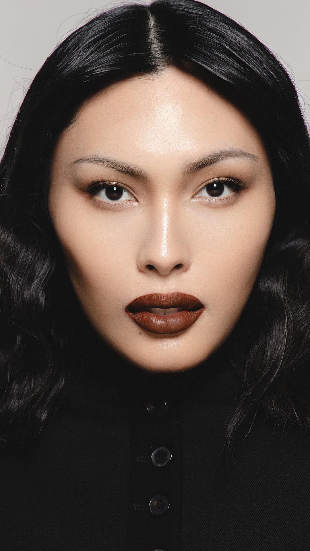 enigma model close-up portrait with matte lip